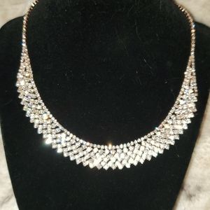 Rose gold colored crystal necklace